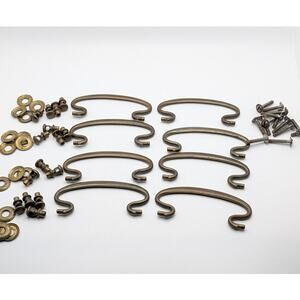 Vintage Brass Bail Pulls Set of 8 Swan Neck Drawer Handles Furniture READ